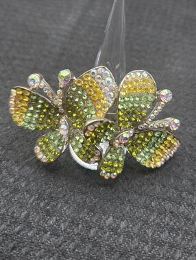 1330. Green Crystal Butterfly Statement Ring